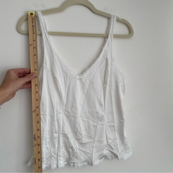 Vintage y2k satin slip tank cami Warner’s White Lace feminine coquette dainty S - Picture 8 of 8